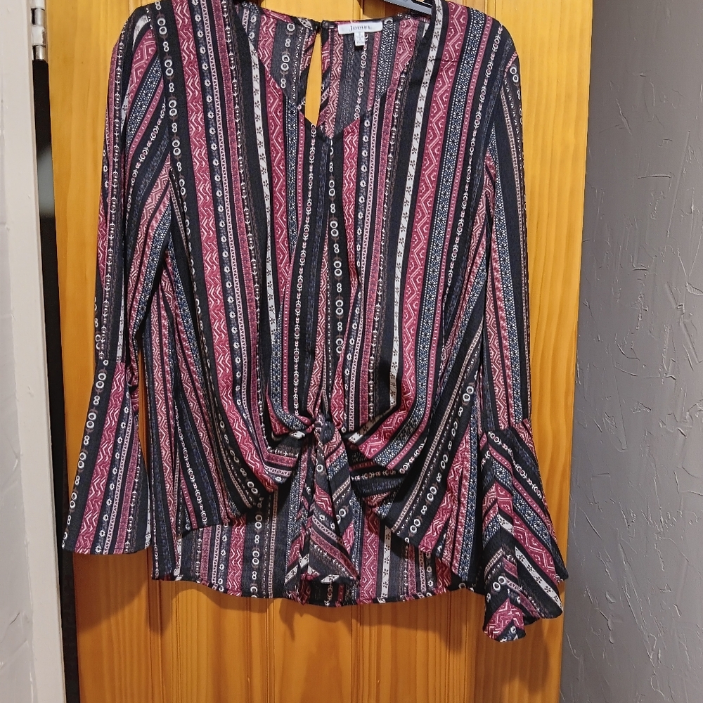 Striped Women's Top with Knot Front